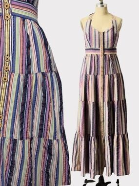 Anthropologie Maeve Slivered Spectrum
Halter Maxi Dress Size 8